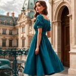 04400-3718797467-4K-Masterpiece-highres-absurdres-_edgEV-a-woman-in-a-teal-dress-standing-in-front-of-a-building-wearing-edgEV_vintage-dres