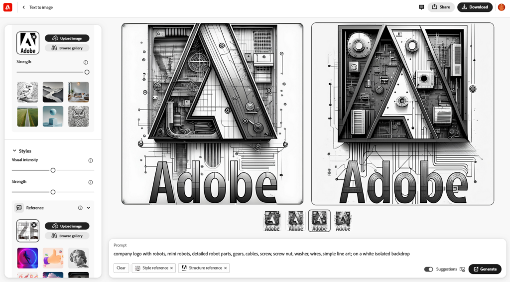 Adobe FireFly dekoratív logó készítése