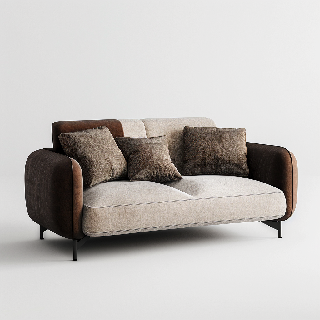 Sötétbarna modern és egyszerű kanapé. Prompt: modern dark brown sofa , white background