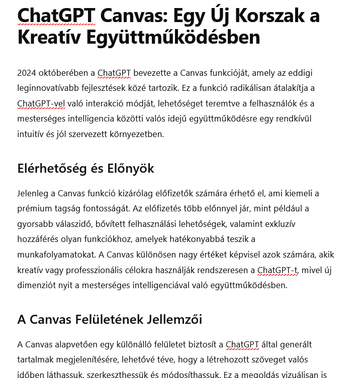 ChatGPT canvas szöveg a végső simítás után