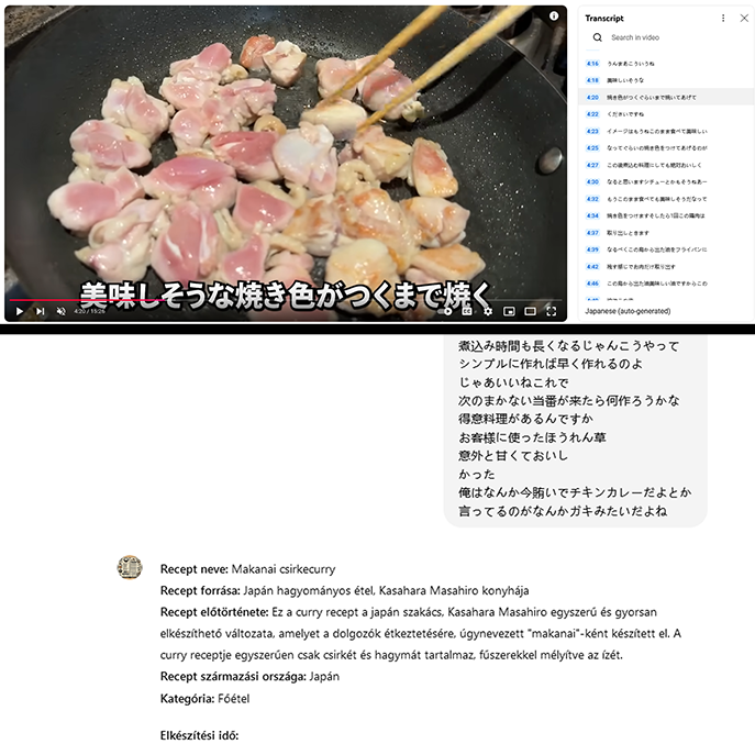 Átlátható recept egy japán YouTube videóról