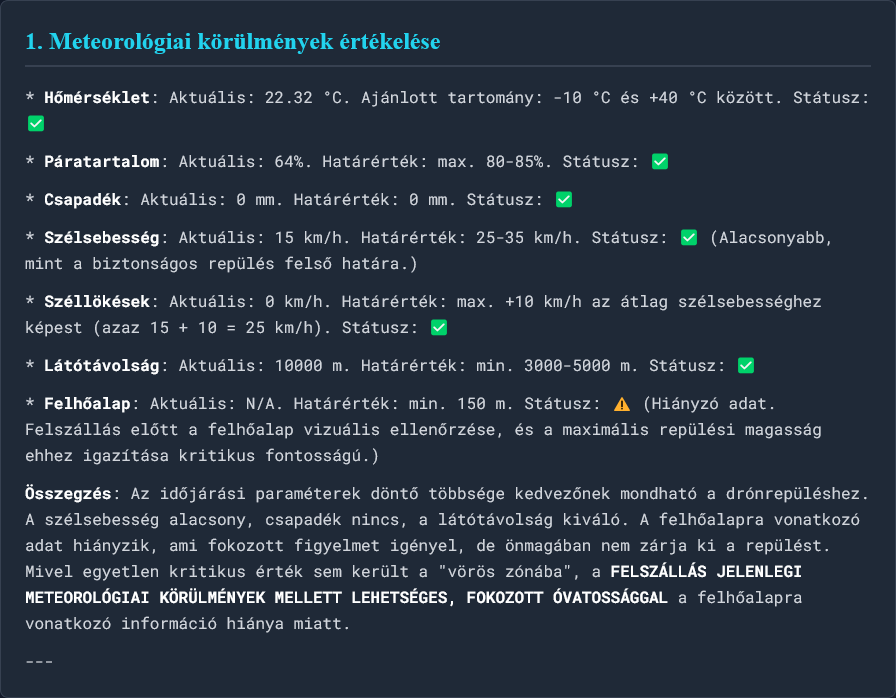 Időjárás jelentés drón pilótáknak