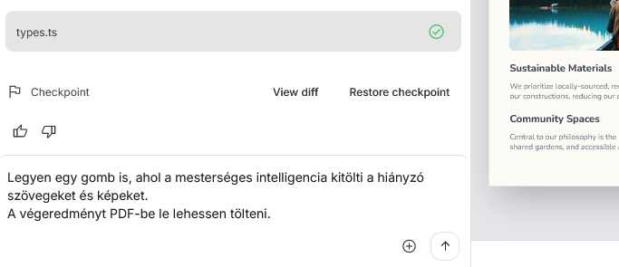 A Chat-ablakban további funkciókat kérünk.
