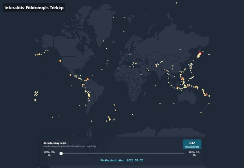 Interaktív földrengéstérkép
