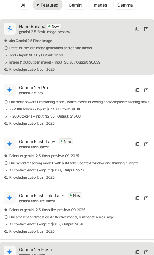 Google Gemini API-Token ártáblázat (2025. október)