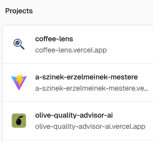A programjaink a Vercel szerveren