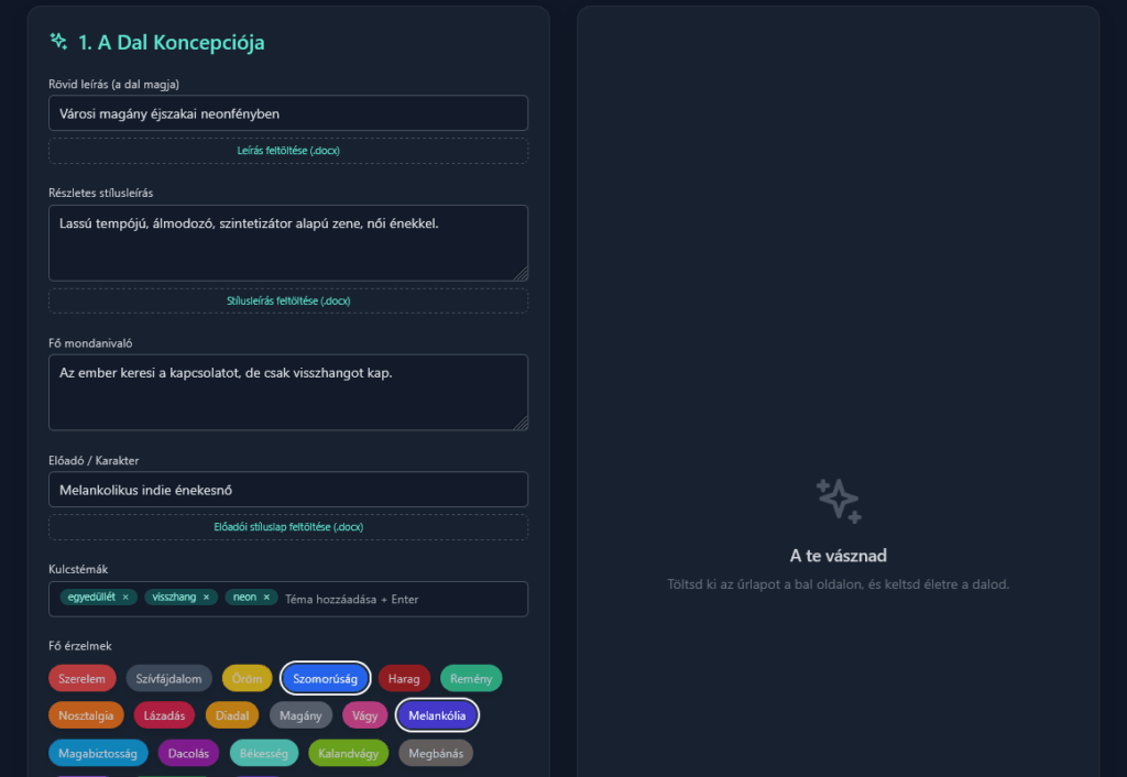 Dalszöveg barkácsoló a Google AI Studio-ban