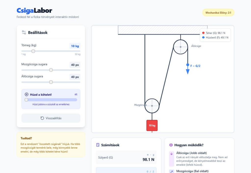Mozgó és álló csigák fizikája.
