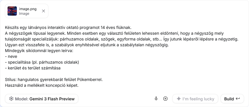 Készítettünk egy koncepció terv-képet a Geminivel. Ezt mellékeltük, hogy így nézzen ki a program.