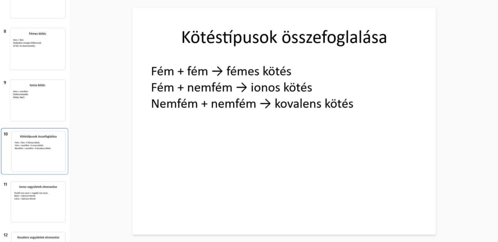 Kémiai iskolás prezentáció PowerPoint formátumban - ChatGPT 5.5 Azonnali válasz mód