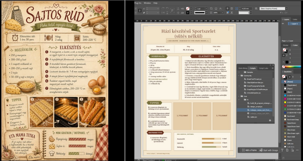 Receptes könyv sablon készítése az Adobe InDesign programban egy forráskép alapján