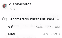 A fennmaradó keretet a felhasználó ikonra kattintva kérdezhetjük le.